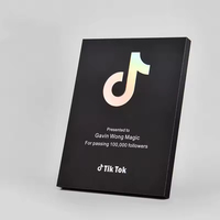 Plaque de trophée personnalisée en métal doré ou argenté pour bouton de lecture TikTok, vierges pour sublimation
