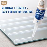 Miroir mural de salle de bain, mastic silicone transparent neutre pour fixation de miroir, 300 ml