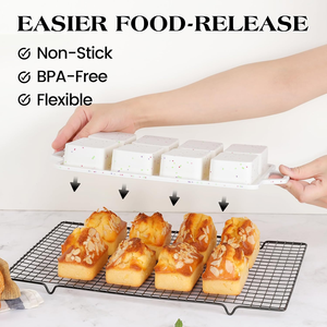 Moule à pâtisserie rectangulaire 8 cavités MUYULINS Factory, qualité platine LFGB, antiadhésif, sans BPA, en silicone, pour gâteaux et muffins. - Product Image 5