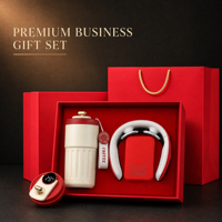 Coffret Cadeau Premium Exécutif : Gobelet Intelligent à Affichage de Température et Masseur Cervical, Logo Personnalisé, Cadeaux d'Entreprise