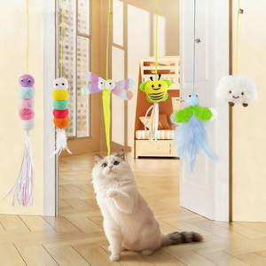 Hot Sale Hanging <strong>Cat</strong> Teaser Self-Entertaining <strong>Cat</strong> Toy with Retractable Door Mounted Elastic <strong>String</strong> Feathers Pet Supplies - Product Image 1