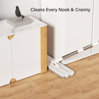 Seau à serpillière plat transparent Homettler à double compartiment pour eau sale et eau propre avec séparation automatique et tampons de serpillière réutilisables pour la maison