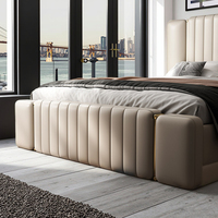 Ensemble de meubles de chambre à coucher de luxe en cuir, lit double king size, personnalisable, pratique, en promotion