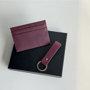 Cổ phiếu mới tùy chỉnh logo PU Saffiano Da vòng chìa khóa và chủ thẻ cho du lịch Hộp Quà Tặng Set Slim unisex Thẻ Ví - Product Image 6