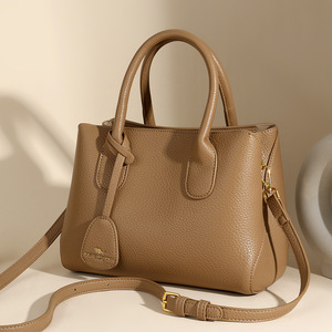 Sac fourre-tout tendance en cuir véritable pour femme, grande capacité, fermeture éclair, porté épaule ou croisé, nouvelle collection été 2026 - Product Image 2