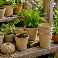Pot de fleurs écologique en pulpe de bagasse personnalisé, pot de bureau biodégradable en papier pour la décoration des plantes de balcon à domicile