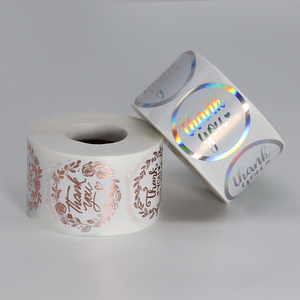 Autocollants ronds imprimés avec logo de marque, en vinyle brillant, étiquettes imperméables avec estampage à chaud en feuille d'or - Product Image 1