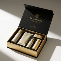 Boîte magnétique personnalisée et boîte cadeau noire pour ensemble de soins de la peau et emballage de luxe, structure en papier solide