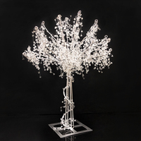 Centre de table en forme d'arbre pour décoration de table de mariage, métal argenté avec perles acryliques, 70 cm ou 90 cm de haut