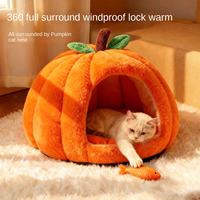 Lit pour chat en coton PP en forme de citrouille, amovible et lavable, chaud pour l'hiver, utilisation en intérieur, emballage en carton