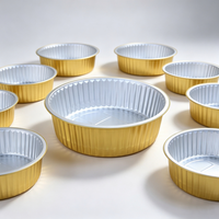 Barquette alimentaire jetable ronde dorée en aluminium et plastique PP, de qualité alimentaire, résistante au four, pour boulangerie