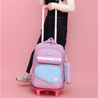 Sac à dos scolaire élégant et polyvalent à roulettes pour garçons et filles ; Grande capacité, protection de la colonne vertébrale, portable, résistant à l'eau
