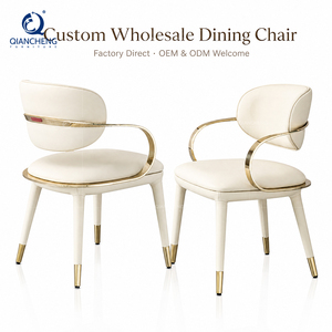 Sedie da Pranzo QIANCHENG in Vera Pelle PU Bianco Crema, Moderne e di Lusso, Bestseller con Schienale Alto per Sala da Pranzo - Product Image 1