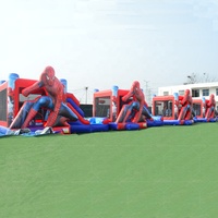 Château gonflable Spider-Man commercial 6x4x4m 1000KGS avec piscine et toboggan aquatique pour enfants