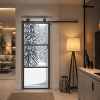 Porte coulissante rétractable moderne en verre à isolation thermique, gain de place, pour maison, bureau et centre commercial