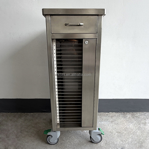 Carrito para Historiales Médicos con Cerradura, Acero Inoxidable 304, 25 Ranuras, Superficie de Trabajo Ancha, Ruedas Silenciosas, Modelo KZ-A170 - Product Image 1