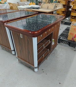 Carrito de cocina de Flambe móvil de estilo europeo de lujo, estufa de Gas doble, carrito de abulón de caoba, ruedas de cierre, hoteles y restaurantes - Product Image 5