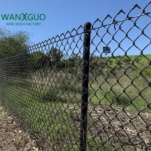 Toptan konut kullanılan sınır duvar PVC kaplama zincir bağlantı çit siyah