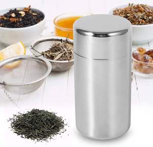 Boîtes rondes en acier inoxydable pour thé, café et sucre, boîte à thé pour ranger les feuilles de thé délicates, les produits secs - Product Image 4