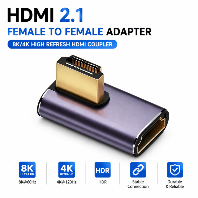 8K 60Hz HDMI 2.1 Coupler Female to Female Extender Adapter 4K 120Hz for TV Monitor PS5 Laptop Aluminum Alloy