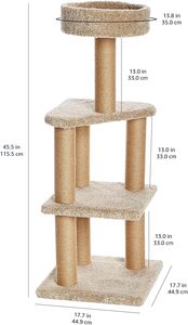 JTPAWS Basics Modern Cat Tree Indoor Kittens Multi-Level Climbing Activity Tower Sisal <span class=keywords><strong>Scratching</strong></span> Posts Besar (45.9'H) - Product Image 5