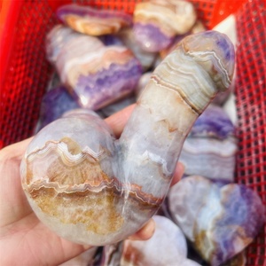 Venta al por mayor de ágata de cristal Natural tallada a mano sueño amatista Yoni curación gran masaje varita consolador para mujeres - Product Image 5