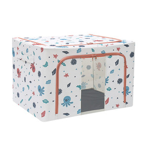 Living cloth stackable storage box foldable cloth steel frame storage box large clear window and handles