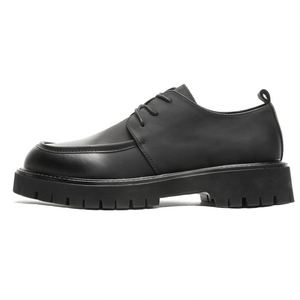 Chaussures habillées pour hommes, style britannique, décontractées et formelles, à enfiler, automne, avec semelles épaisses, version coréenne, en cuir noir, type Oxford - Product Image 5