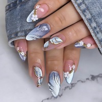Faux ongles à presser en ABS, longs, couvrants, adhésifs, 24 pièces, haute qualité, souples, pré-dessinés, style français, colorés