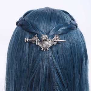 Horquillas para el Cabello con Diseño de Murciélago Gótico Nórdico Vintage para Mujer, Horquilla de Metal Antigua, Adorno de Cabeza Punk Pagano de Bruja, Joyería para el Cabello Vikinga Wicca, Regalo para Mujer - Product Image 4