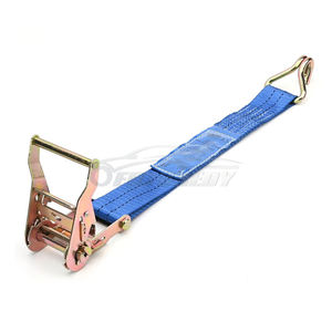 Sangle d'arrimage à cliquet de 2 pouces, 4400 LBS, avec double crochet en J, bleue, pour fourgons logistiques - Product Image 3