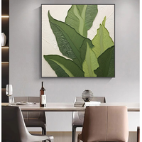Peinture à l'huile moderne sur toile, feuille de bananier peinte à la main, taille personnalisée, art mural végétal vert pour salon, décoration intérieure
