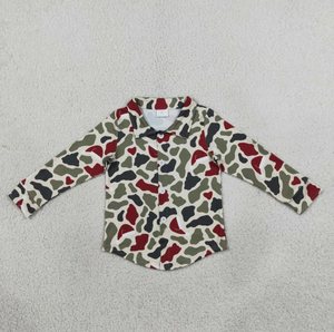 Ensemble pyjama camouflage de Noël pour tout-petits garçons, chemise boutonnée à manches longues, pantalon élastique - Product Image 3