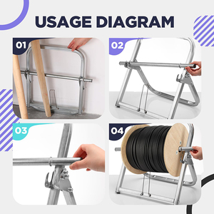 Support de bobine de câble industriel JH-Mech, robuste et durable, capacité de 100 lb, pliable, <span class=keywords><strong>13</strong></span> x 16 pouces, chariot à câbles en acier portable - Product Image 3