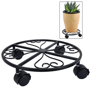 Bandeja para Macetas de <span class=keywords><strong>Exterior</strong></span> Vertak de 30 cm de Diámetro, <span class=keywords><strong>Soporte</strong></span> Redondo para Macetas con Cuatro Ruedas con Freno - Product Image 1