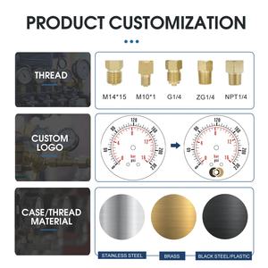 Manômetro com manômetro de pressão de suporte traseiro Black Steel Case 1/4 ''Brass Back Mount Conexão 50mm 2.0'' Dial Tamanho - Product Image 5