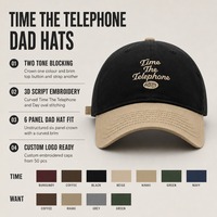 Casquettes brodées personnalisées en gros, casquettes de baseball bicolores style « Dad Hat », casquettes de baseball unisexe en sergé délavé à visière courbée, vente en gros