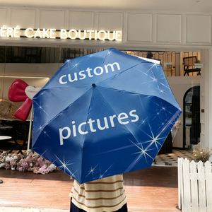 1 Parapluie Pliant Personnalisé Bleu Étoilé avec Photo, Sans Minimum de Commande, Ajoutez Votre Image, Cadeau, Commande Unique, Impression UV, Paraguas Personizado Art - Product Image 4