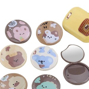 Cute Round Makeup <b>Mirror</b> With Comb Portable Folding <b>Mirror</b> For Travel And Daily Use - Product Image 5
