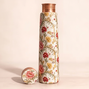 กระติกน้ำร้อนลายดอกไม้พร้อมฝาปิด ขวดน้ำพกพาสำหรับเดินทาง - Product Image 1
