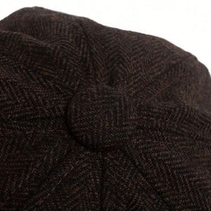 Gorro de Hombre Estilo Retro para Otoño e Invierno, Gorra Newsboy con Diseño de Espiga, Casual, para Exteriores, de 8 Paneles, Tipo Boina - Product Image 4