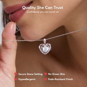 Collar con Colgante de Doble Corazón de Moissanita de Corte Brillante VVS1 de 3/2/1 Quilates, Cadena de Plata de Ley 925, Regalos de Joyería para Cumpleaños, Collar de Amor GRA - Product Image 4