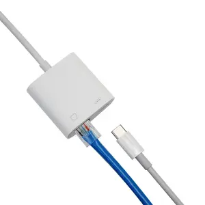 OTG Adaptor USB Ethernet, Konverter USB Ethernet untuk USB C Ke RJ45 LAN Berkabel N0etwork 100mbs untuk Ponsel I Android Tipe C