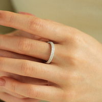 Bagues d'éternité double rangée en moissanite GRA VVS1 pavée, en argent sterling 925 plaqué platine, bijoux de fiançailles pour femme
