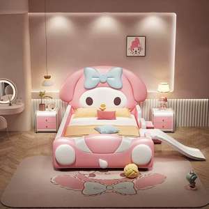 Letto per bambini JINS a tema <span class=keywords><strong>My</strong></span> Melody con scivolo, letto imbottito rosa da principessa per cameretta delle bambine - Product Image 4