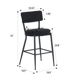 Lot de <span class=keywords><strong>4</strong></span> <span class=keywords><strong>chaises</strong></span> de <span class=keywords><strong>bar</strong></span> modernes rembourrées en tissu teddy-Tabouret haut à base métallique-Convient pour la cuisine, la salle à manger et le salon - Product Image 2