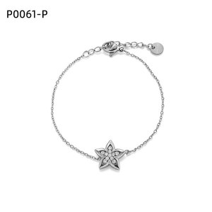 เอมี่ เอมี่สร้อยข้อมือแฟชั่น P0061 สร้อยข้อมือโซ่ประดับดอกไม้ชุบเงินสำหรับผู้หญิงของขวัญเครื่องประดับ - Product Image 1