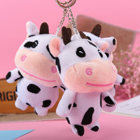 Porte-clés en peluche élégant de 10 cm, pendentif pour sac à main, décoration, porte-clés en peluche de vache de dessin animé