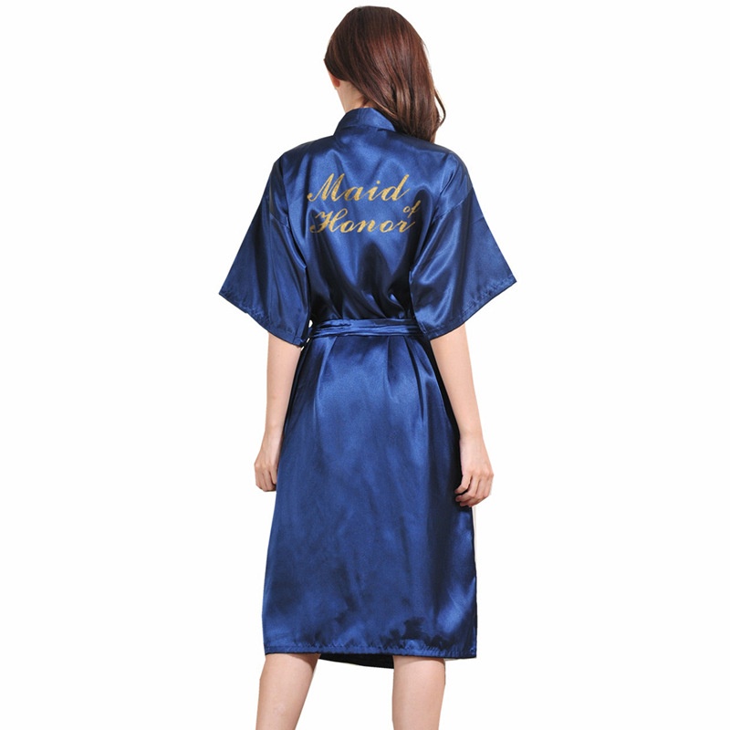 Gold Satin Long Cardigan Robe Printed Maid Honor Morning Robe for Bridesmaids  Wedding Makeup Chief Bridesmaid Outfit| Alibaba.com