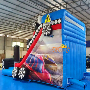 Château gonflable à thème voiture de course avec toboggan sec et zone de saut pour enfants, grand toboggan gonflable à vendre - Product Image 5
